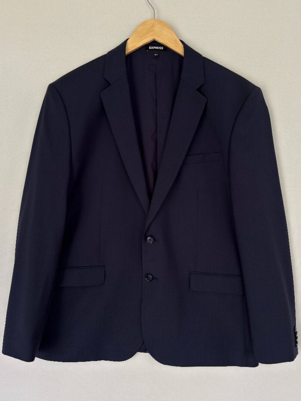 Express Suit Jacket‎ Navy Blue Extra Slim Men 42S Wool Blend Blazer Modern Tech